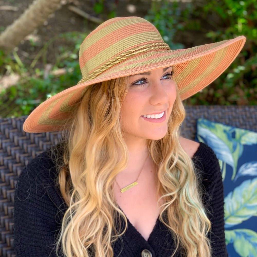 Gold and Orange Floppy Resort Sun Hat - NWT